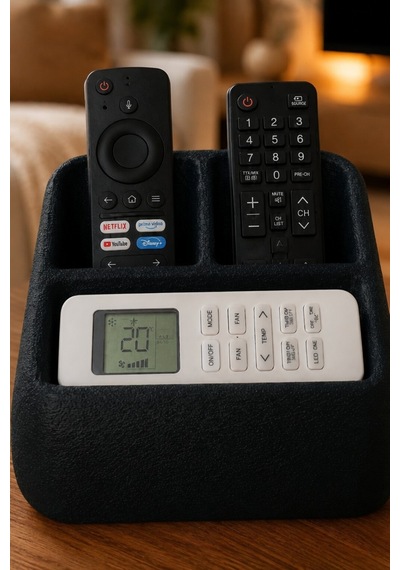 Masa Üstü Kumandalık Organizer Çok Bölmeli Tv Klima Kumanda Standı Düzenleyici 16x13x9.6 Cm Siyah