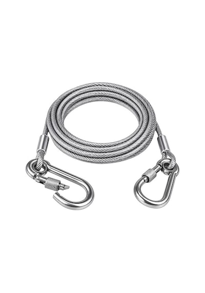 Sn-38107 5 Metre Çelik Köpek Bağlama Halatı Kilitli Karabina Pvc Kaplamalı