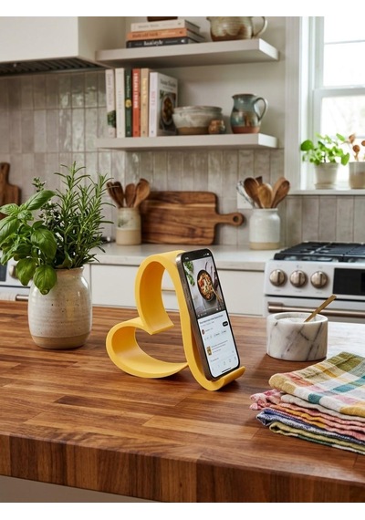 Telefon Tutucu Kalpli Telefon Standı Kalp Şekilli Sarı