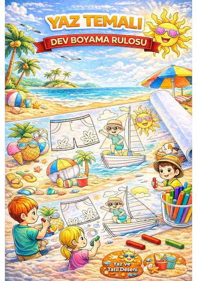 Yaz Mevsimini Seviyorum Tatil Yapıyorum Eğleniyorum Ve Boyuyorum Boyama Rulosu