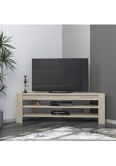 Corner TV Sehpası, 120 cm – Köşe Tasarım, Traverten