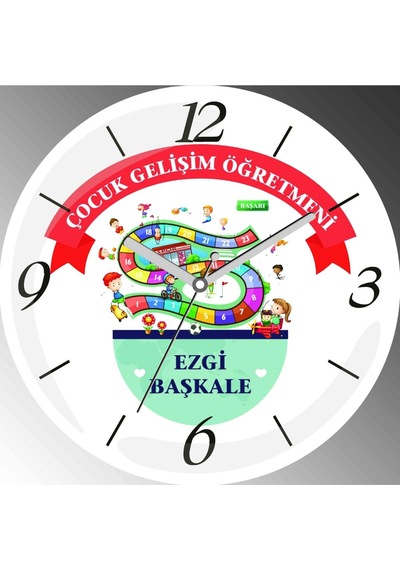 Kişiye Özel Çocuk Gelişim Öğretmeni İ Çap 30cm Sessiz Akar Bombeli Gerçek Cam Duvar Saati Çok Renkli