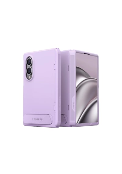 Torras Samsung Galaxy Uyumlu Z Fold 8 Ostand L1 2 Adet Ekran Koruyuculu Standlı Magsafe Kapak Açık Mor