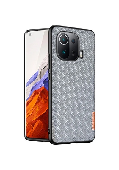 Dux Ducis Fino Serisi Xiaomi Mi 11 Pro Kılıf Premium Dokuma Silikon Kılıf- 5775 Gri