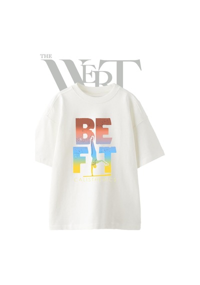 Thewert Calisthenics Handstand Tasarım Baskılı Ünisex Beyaz Oversize T-shirt