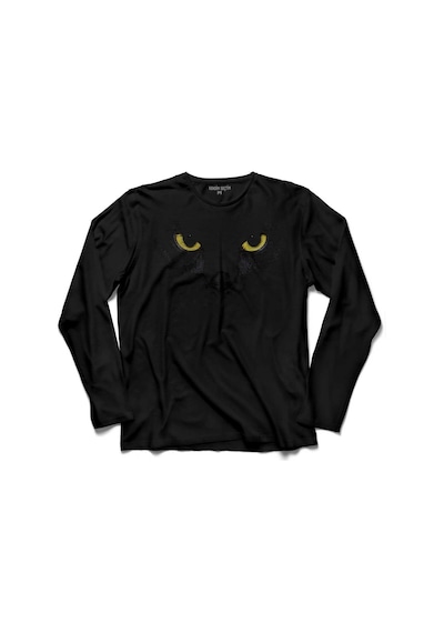 Kara Kedi Silüet Tasarım Göz Black Cat Eye 2 Uzun Kollu Tişört (512931964)