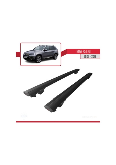 Bmw X5 E70 2007-2013 Ve Arası İle Uyumlu Hook Model Anahtar Kilitli Ara Atkı Tavan Barı Siyah