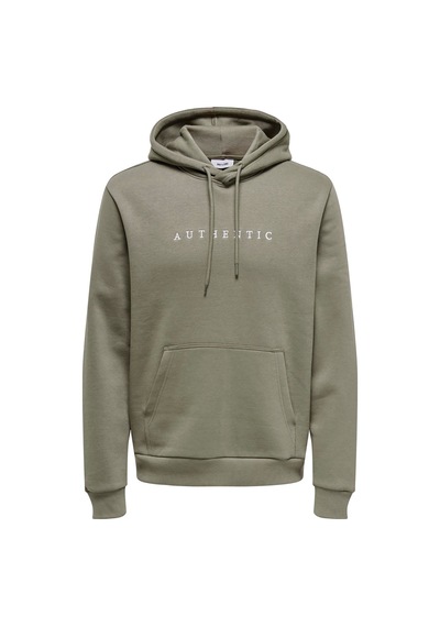 Only & Sons Kapüşon Yaka Açık Haki Erkek Sweatshırt Onsconnor Authentıc Reg Hoodıe Swea