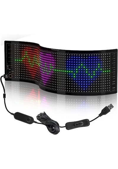 Matrix Led Panel Cama Yapışan Telefon Kontrollü Led Ekran 16 x 64 Genişlik Siyah