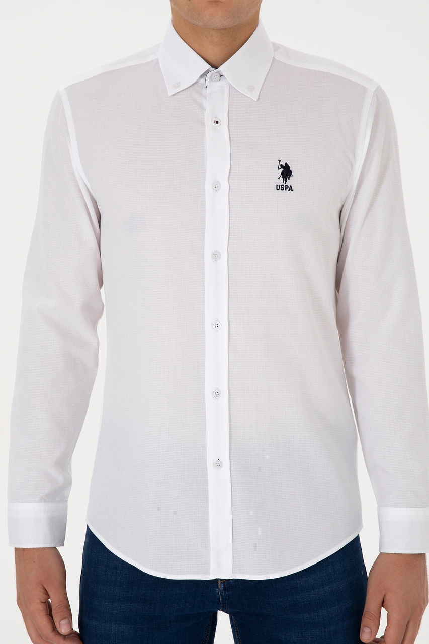 U.s. Polo Assn. Erkek Beyaz Gömlek Desenli 50308524-vr013 Beyaz