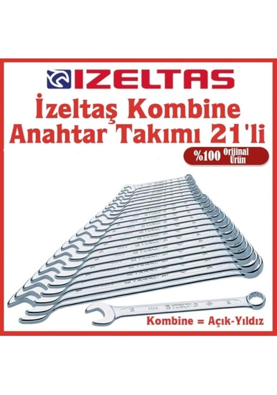 Tr İzeltaş 21'li Kombine Anahtar Takımı, 6-32mm, Düz-yıldız