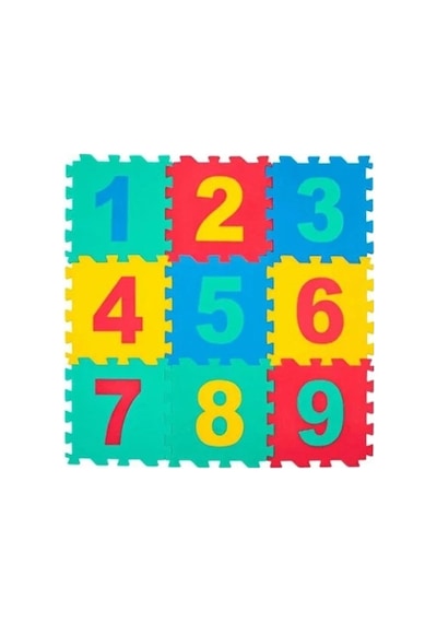 Yermatı Çocuk Oyun Eğitim Güvenli Eva Darbe Emici Canlı Renkler 9 Parça Sayılar Puzzle Yer Matı