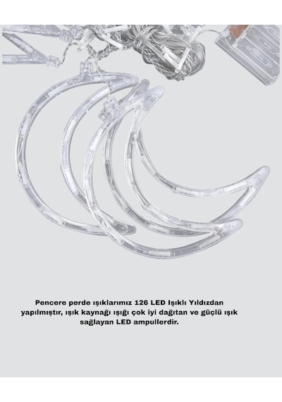 Prizli Perde Led Işık Yıldız Ve Ay Figürlü Romantik Aydınlatma