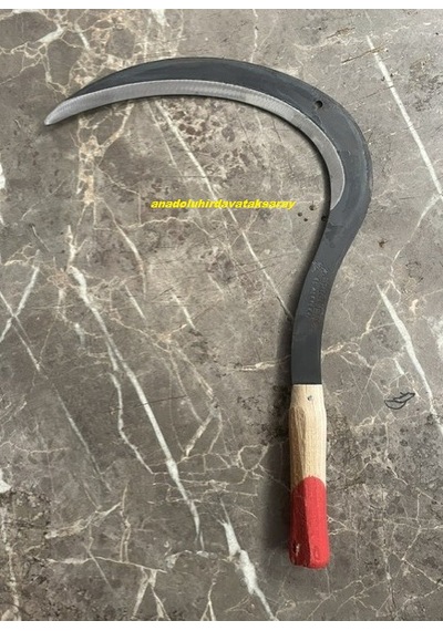 Ergüven Çelik El Yapımı Dövme Orak Orta Boy Orak Ot Biçme Oragı 42cm