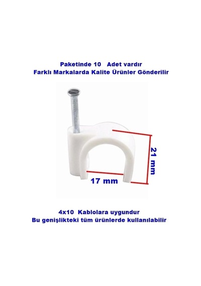 Beton Çivili Kablo Tutturma Kroşe No:7 10 Lu Paket