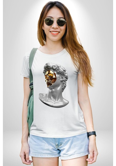 Modern Sanat Apollo Unisex Unisex Beyaz Organik Baskılı T-shirt Penye Yüksek Kalite Beyaz