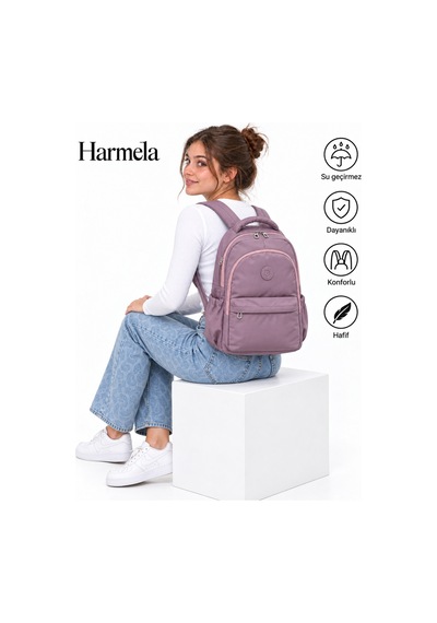2200 Mürdüm Hafif Kullanışlı Okul Sırt Çantası Unisex Okul Çantası Mor
