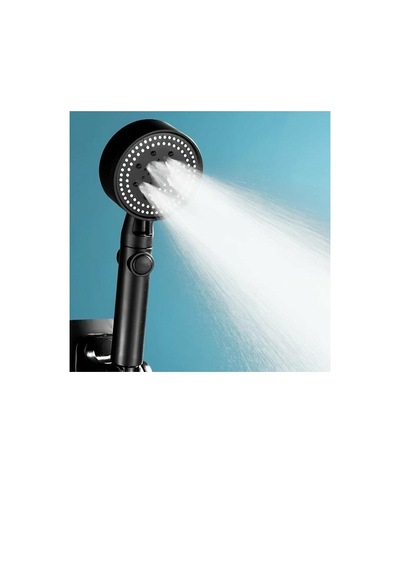 Turbo Fan Pervaneli 5 Fonksiyonlu Su Tasarruflu Duş Başlığı Pervaneli Turbo El Duşu Siyah