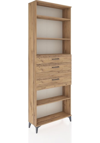 Arges Dolap 4 Raflı 3 Çekmeceli 88x30x243 Çam-çam Atlas Çam