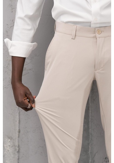 Notra Slimfit Pamuklu Full Likralı Esnek Yazlık Kumaş Pantolon Krem