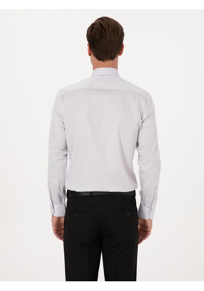 Cacharel Açık Gri Slim Fit %100 Pamuk Klasik Gömlek