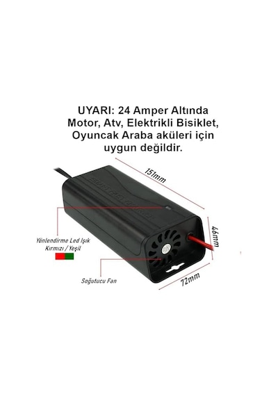 Ayrex Techmore 12v 5 Amper Akü Şarj Cihazı 24 İle 72 Amper Arası Jel, Sulu, Kuru Aküler İçindir Motosiklet Akül