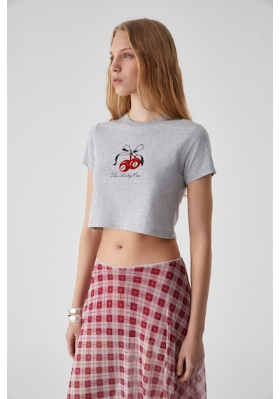 Grimelange Zennı Kadın Bisiklet Yaka Regular Baskılı Grimelanj T-shirt