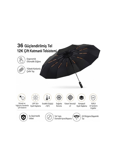 Bliss Umbrella12 Tel Otomatik Şemsiye Bordo