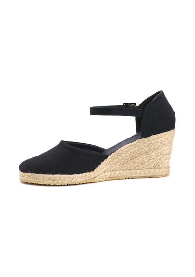 Star Tombis Gerçek Elişi Siyah Kadın Dolgu Topuk Espadril Handmade Siyah