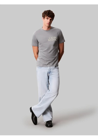 Calvin Klein Ss 30s Eu Ck Ny Word Gri Erkek Tişört