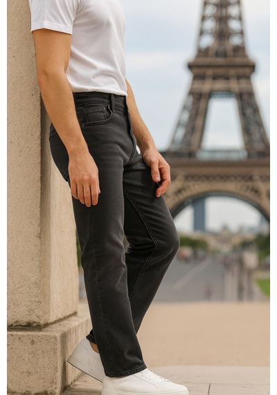 Cedy Denim Regular Fit Jean Martin Yüksek Bel Standart Kesim Esnek Kot Pantolon C336 Antrasit