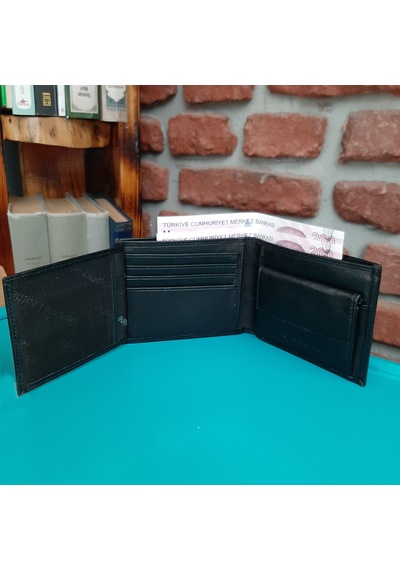 Gvnbag Hakiki Deri Erkek Bozuk Para Gözlü Siyah Cüzdan Gvn-0117 Siyah