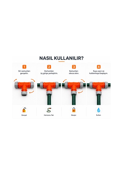 Lüks T Hortum Eki 1/2'' 3 Yollu Bahçe Sulama Hortum Bağlantı Aparatı T Adaptör 0