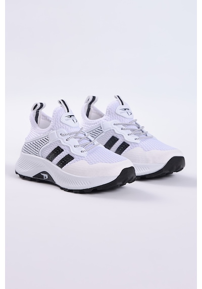 Tonny Black Çocuk Unisex Beyaz Siyah Rahat Kalıp Nefes Alabilen Kumaş Bağcıklı Sneaker TBTMKD015