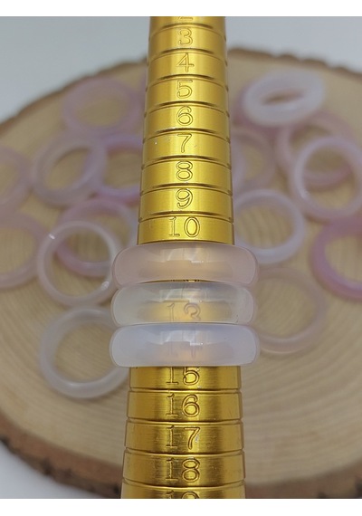 Akik Taşı Yüzük Sisli Açık Pembe Alacalı 6mm Kalınlık 59950 Bakır