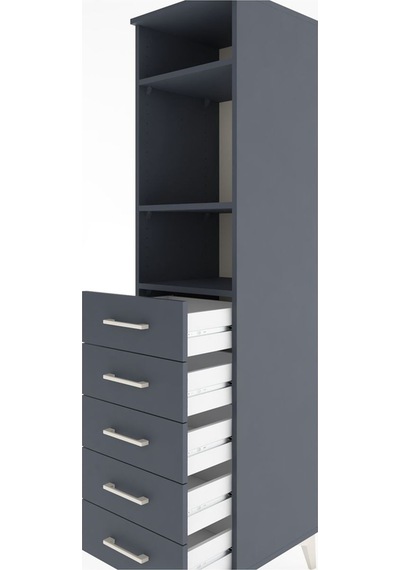 Hyperion Dolap 3 Raflı 5 Çekmeceli 44x44x182 Antrasit-antrasit Antrasit