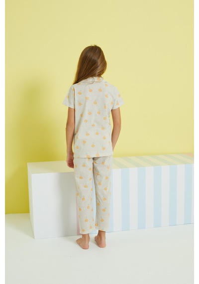 Siyah İnci Örme Düğmeli Pijama Takım 24108019 Çok Renkli