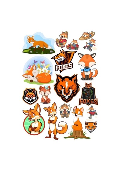 Tilki Fox Sticker Set-2 13 Parça Telefon, Tablet, Defter, Laptop Sticker