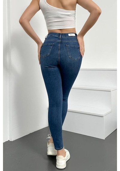 HLT Jeans Kadın Açık Mavi Süper Skinny Fit Esnek Likralı Yüksek Bel Denim Jean Kot Pantolon Jennie-açık Mavi 001