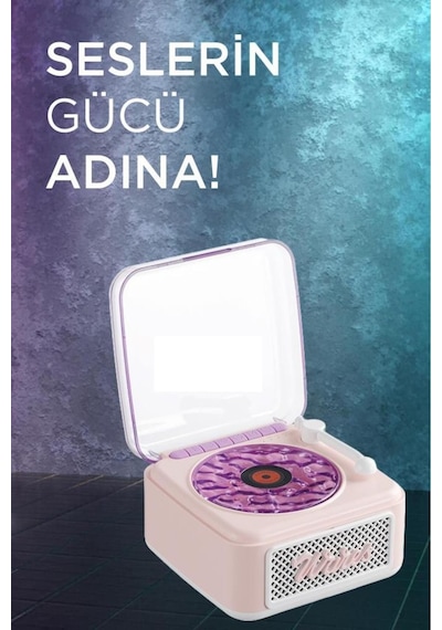 Nostalji Plak Görünüm Mini Dekor Waves Bt Işıklı Müzik Çalar Saat Tf Kart Aux Özellikli