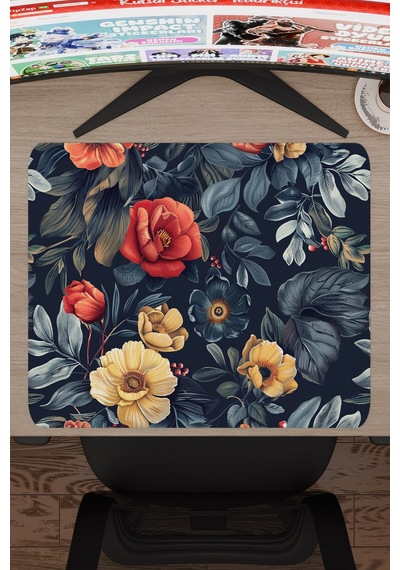 Çiçek Desenleri Kaymaz Dikişli Kauçuk Oyuncu Mousepad V5 - 48x40 Xl Gaming Mouse Pad Fare Altlığı