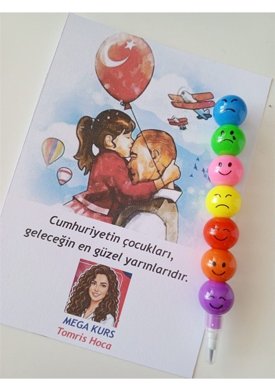 Farklı Market 23 Nisan Kurumsal Yumurtlayan Emoji Kalem 35 Adet Çok Renkli