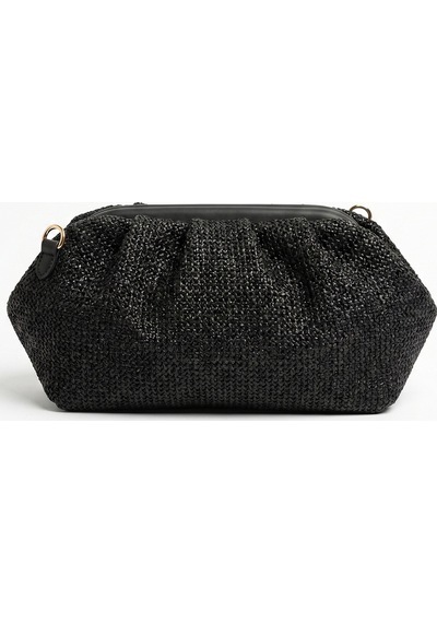 Luvishoes Vıel Siyah Hasır Dokulu Kadın Clutch Çanta