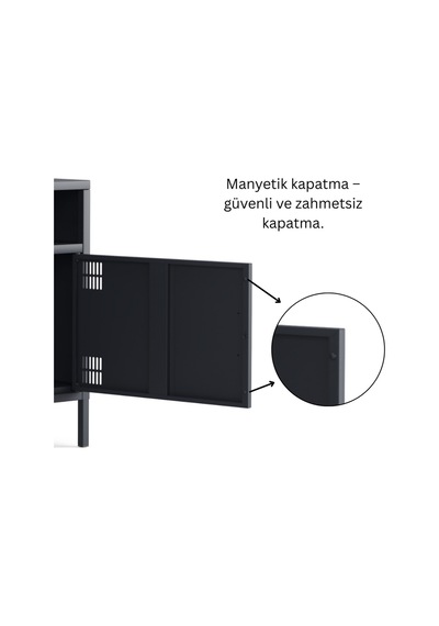 Pera Tv Ünitesi, Tv Dolabı,2 Kapaklı, Açık Raflı 100,50 X 40 X 64,50 Cm Ral 7016 Antrasit Pera Tv Ünitesi, Tv Dolabı,2 Kapaklı, Açık Raflı 100,50 X 40 X 64,50 Cm Ral 7016 Antrasit
