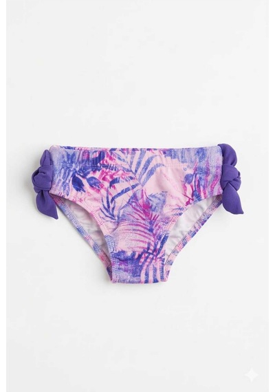 Beniizle Yaprak Desenli Kız Çocuk Bikini Takımı Mor