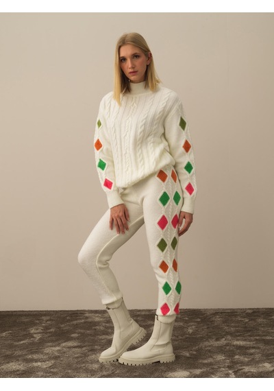 Xint Kırık Beyaz Lüks Pamuk Dokulu Oversize Pantolon 850934