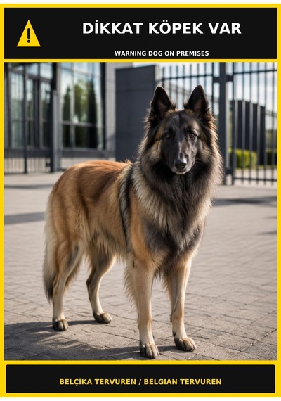 Dikkat Köpek Var Belçika Tervuren Görselli Pvc Uyarı Levhası 50x70cm