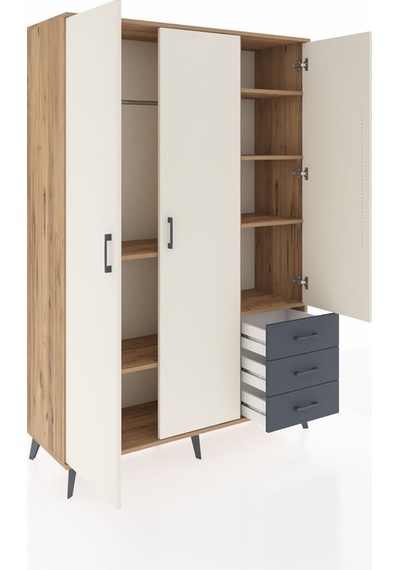 Hyperion Dolap 6 Raflı 3 Çekmeceli Tek Askılı 132x44x195 Çam-aytaşı/antrasit Aytası/antrasıt Hyperion Dolap 6 Raflı 3 Çekmeceli Tek Askılı 132x44x195 Çam-aytaşı/antrasit Aytası/antrasıt