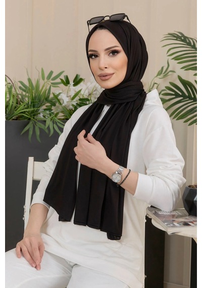 Penye Şal Tesettür Giyim, %100 Pamuk, Hafif, Rahat, Şık, Yüksek Kalite, Shawl, Scarf, Hijab, Shawl Siyah