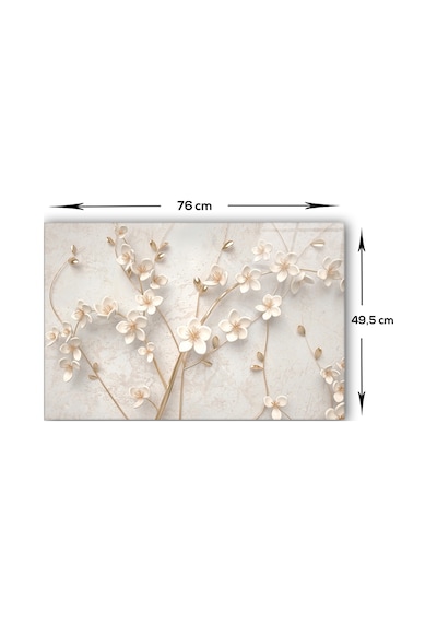 Decorita Cam Ocak Arkası Koruyucu| Beyaz Çiçek-Gold|49,6cm x 60cm